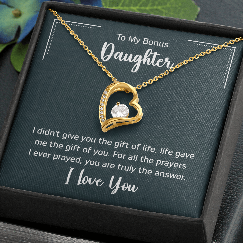 To My Bonus Daughter Beautiful Heart Necklace for Daughter-In-Law