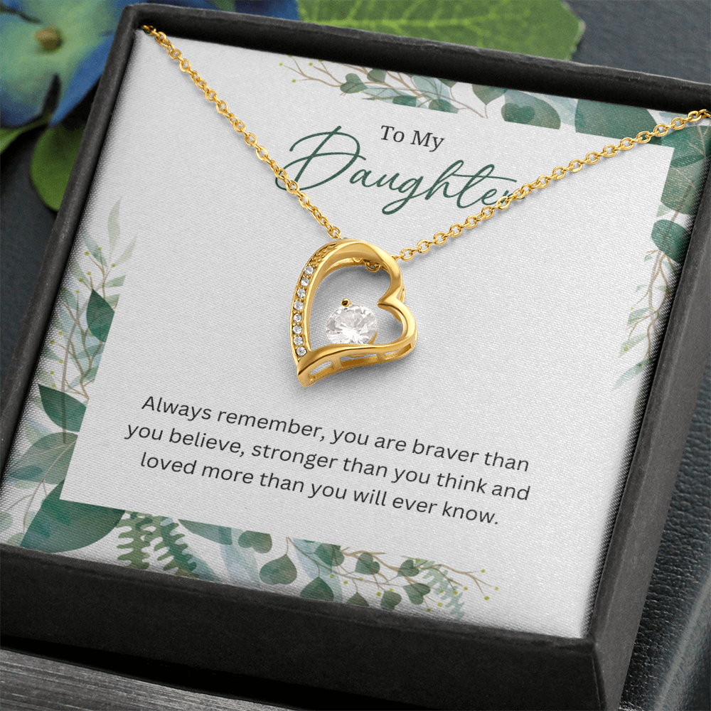 Silver Heart Necklace For Daughter -Gift Jewellery from Mum, Dad with Message Card & Gift Box