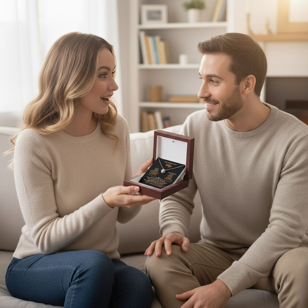 To My Beautiful Wife Love Knot Necklace, personalised Message Card Gift Boxed Wife Anniversary Gift