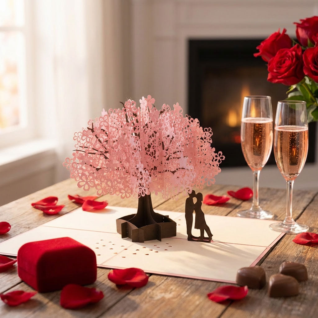 Beautify Cherry Bloosm Valentines 3D Popup  Greeting Card
