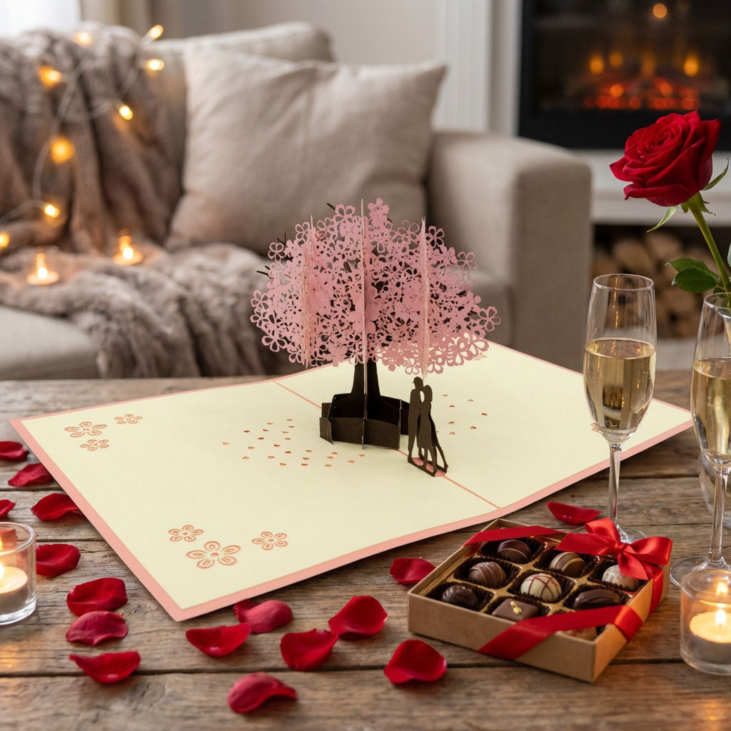 Beautify Cherry Bloosm Valentines 3D Popup  Greeting Card