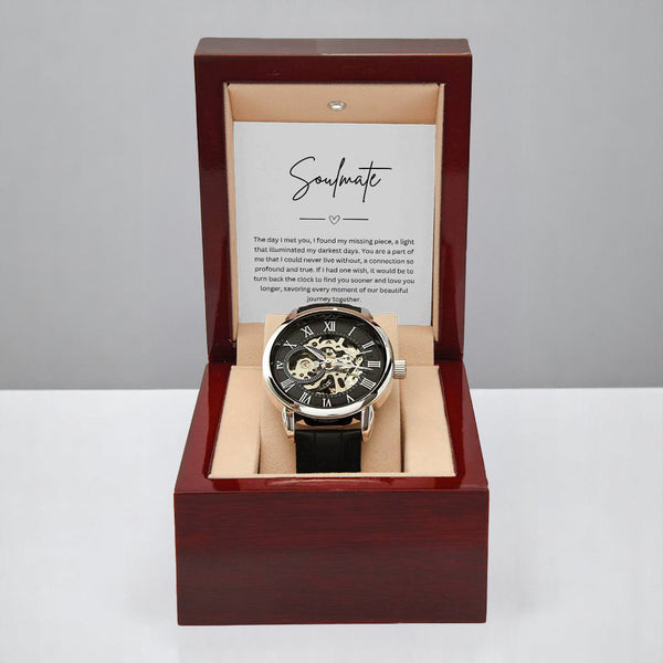 To My Soumate - Mens Quartz Watch with Personalized Message Card Boxed