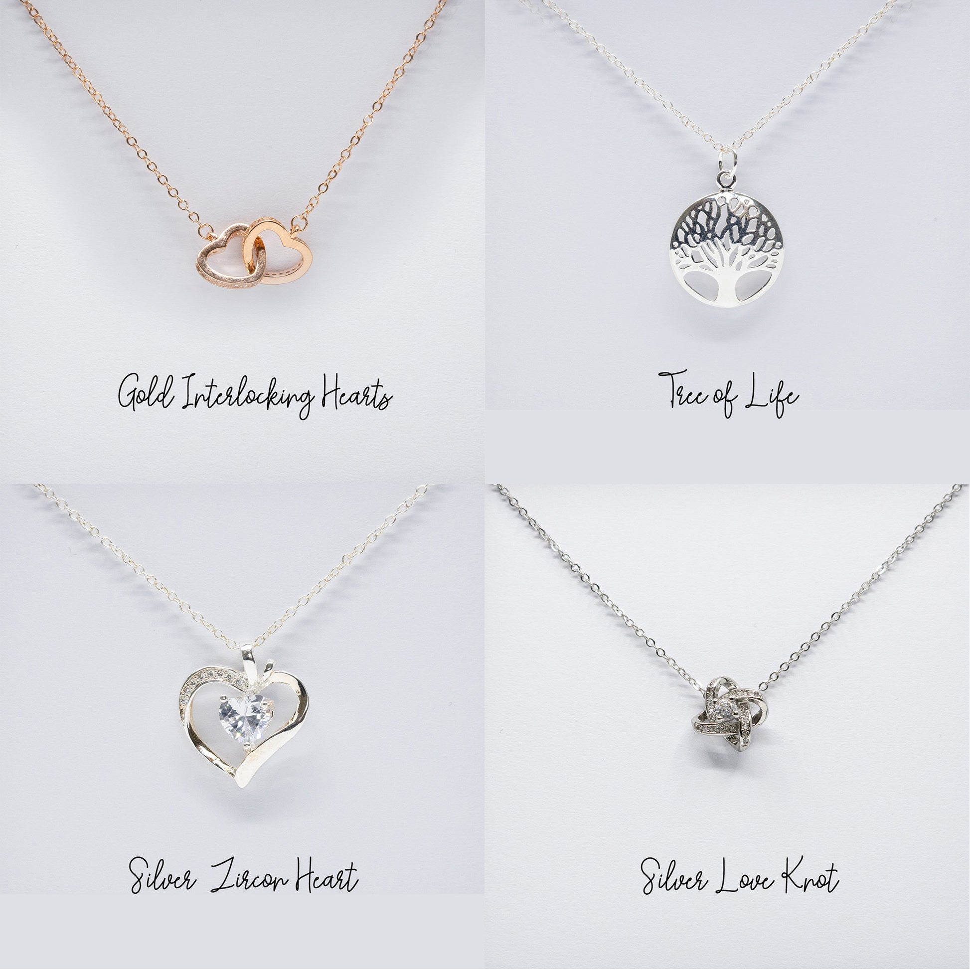 To My Mother - Choice of Beautiful Silver Necklaces in a Mahogany Gift Box with a Custom Message Card - Gift from Son / Daughter For Mum