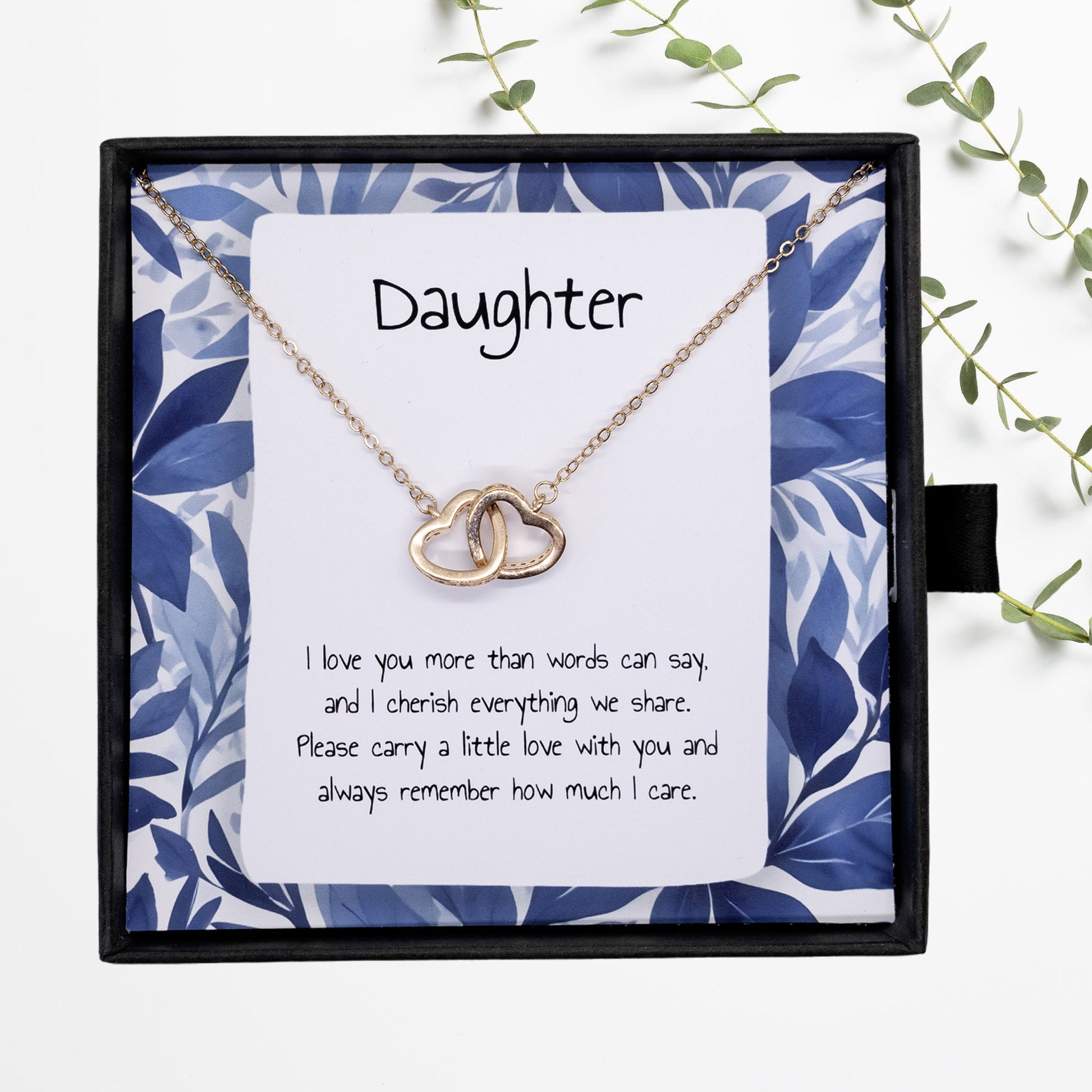 Gift For Daughter- Interlocking Heart Necklace - Personalised Message Card