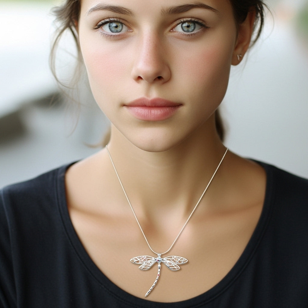 Sterling Silver Dragonfly Necklace – Beautifully Gift Boxed