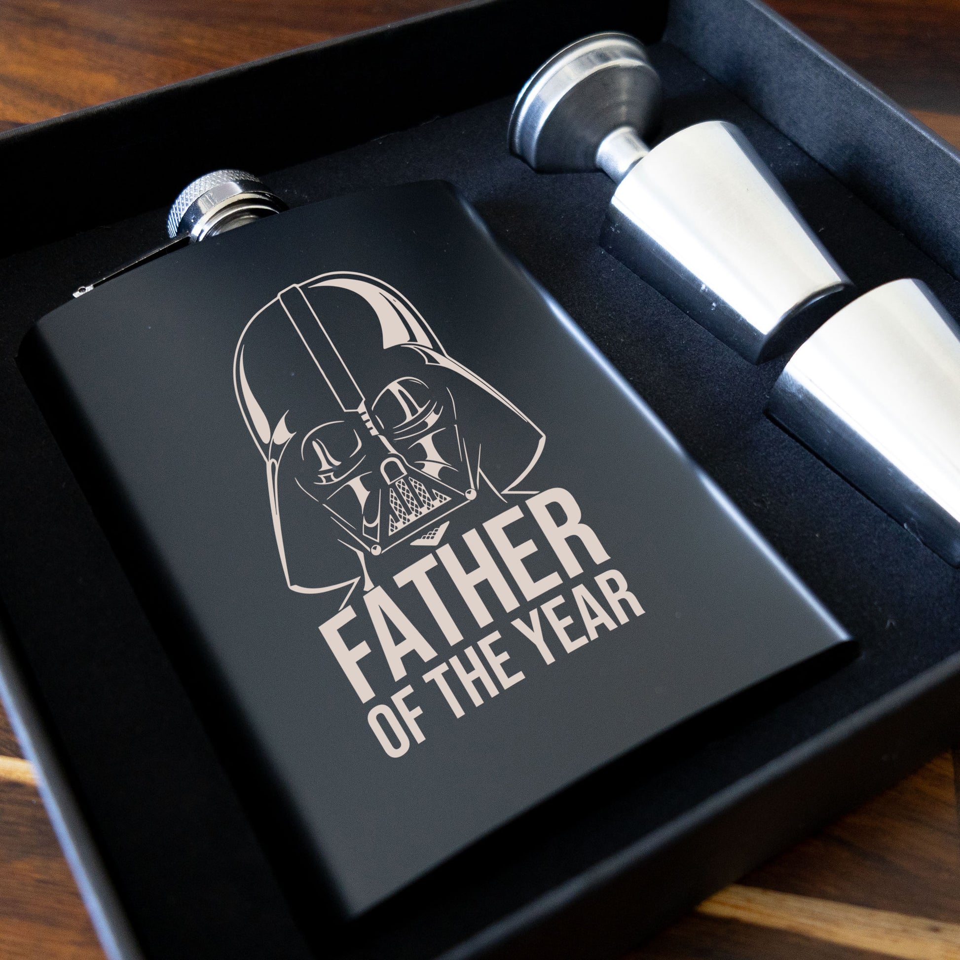 Father of the Year Darth Vader Fathers Day  Hip Flask Gift Set