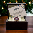 Mothers Day - Womens Luxury Gift Watch Set - Mahogany Box - Custom Floral Message Card for Mum From Daughter / Son