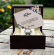 Mothers Day - Womens Luxury Gift Watch Set - Mahogany Box - Custom Floral Message Card for Mum From Daughter / Son