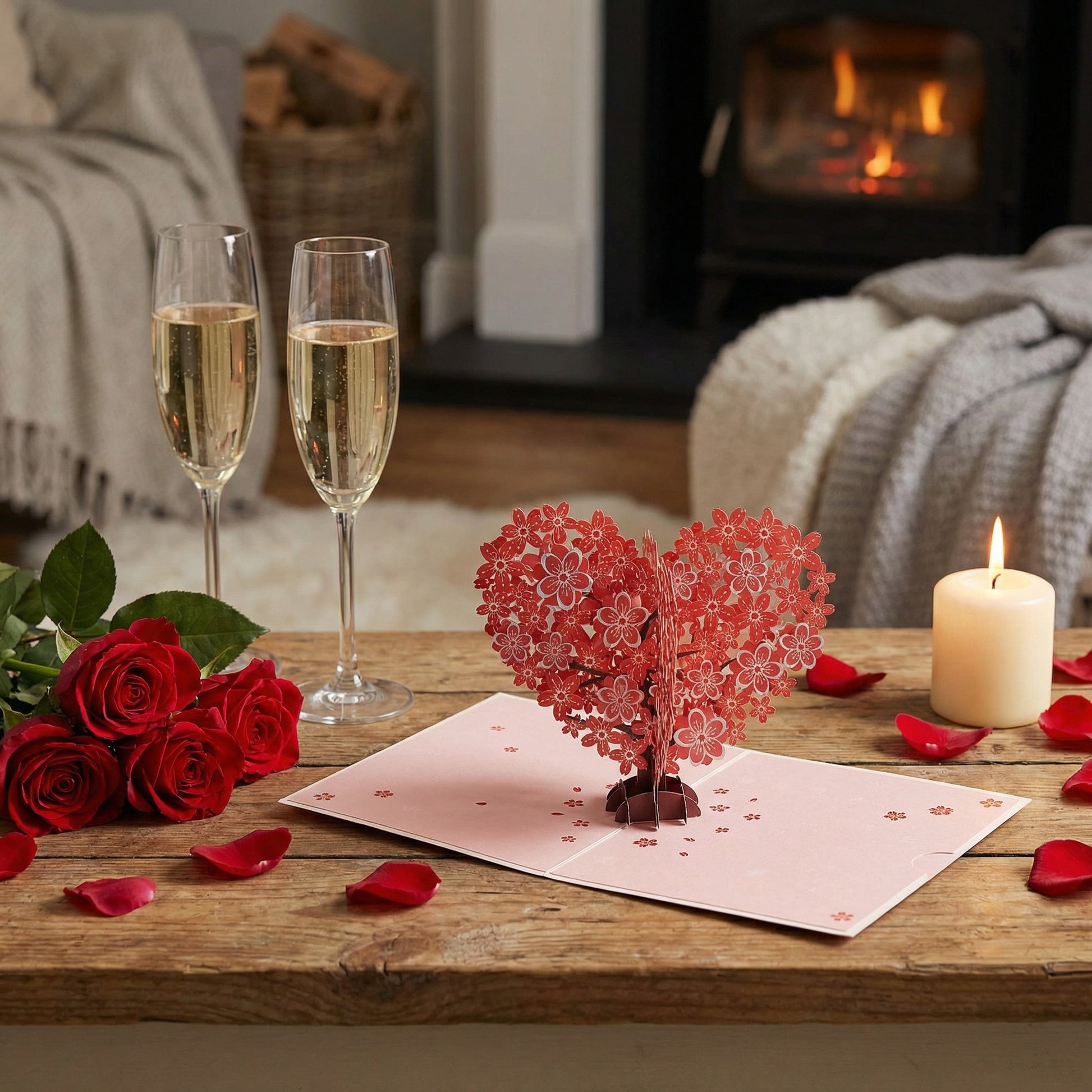 Love Heart 3D Popup Valentines, Birthday Greeting Card