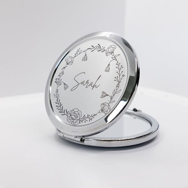 Customised Pocket Makeup Mirror Beautiful Wedding Gift, Hen Party Gift,  Bridesmaid Gifts