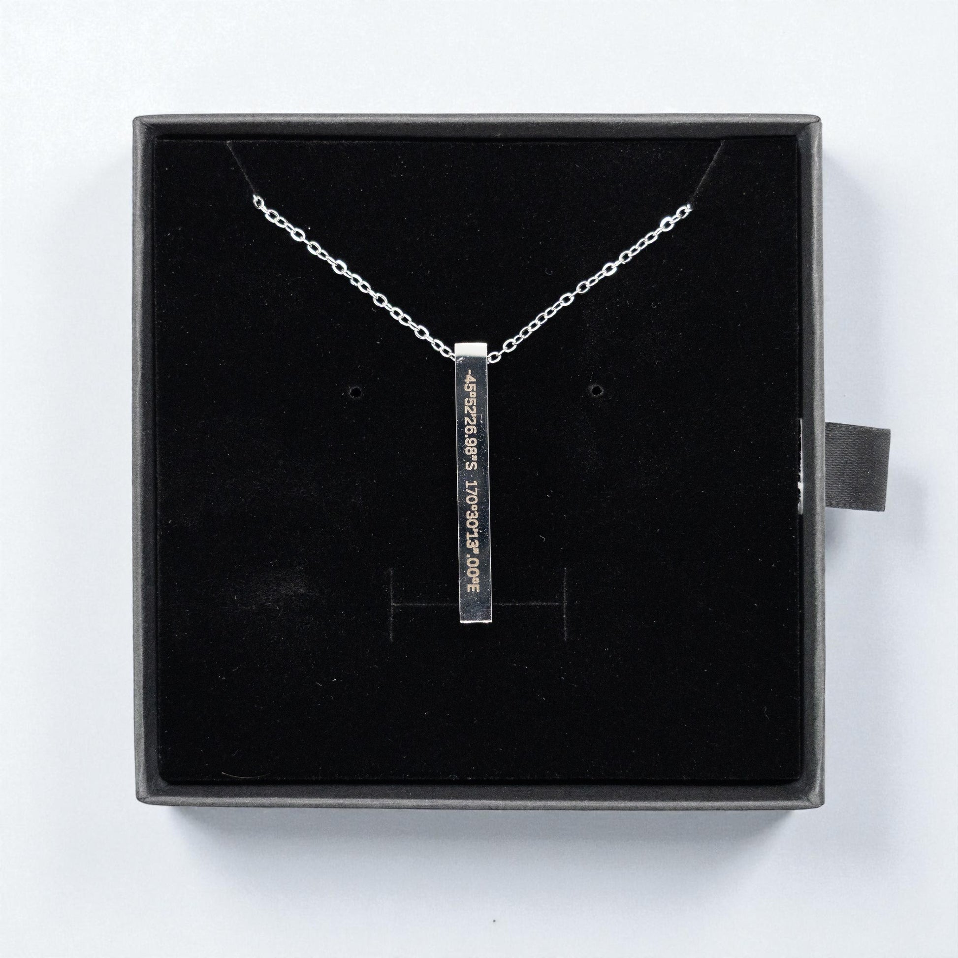 Custom Coordinate Bar Necklace Engraved Where We Met Gift.
