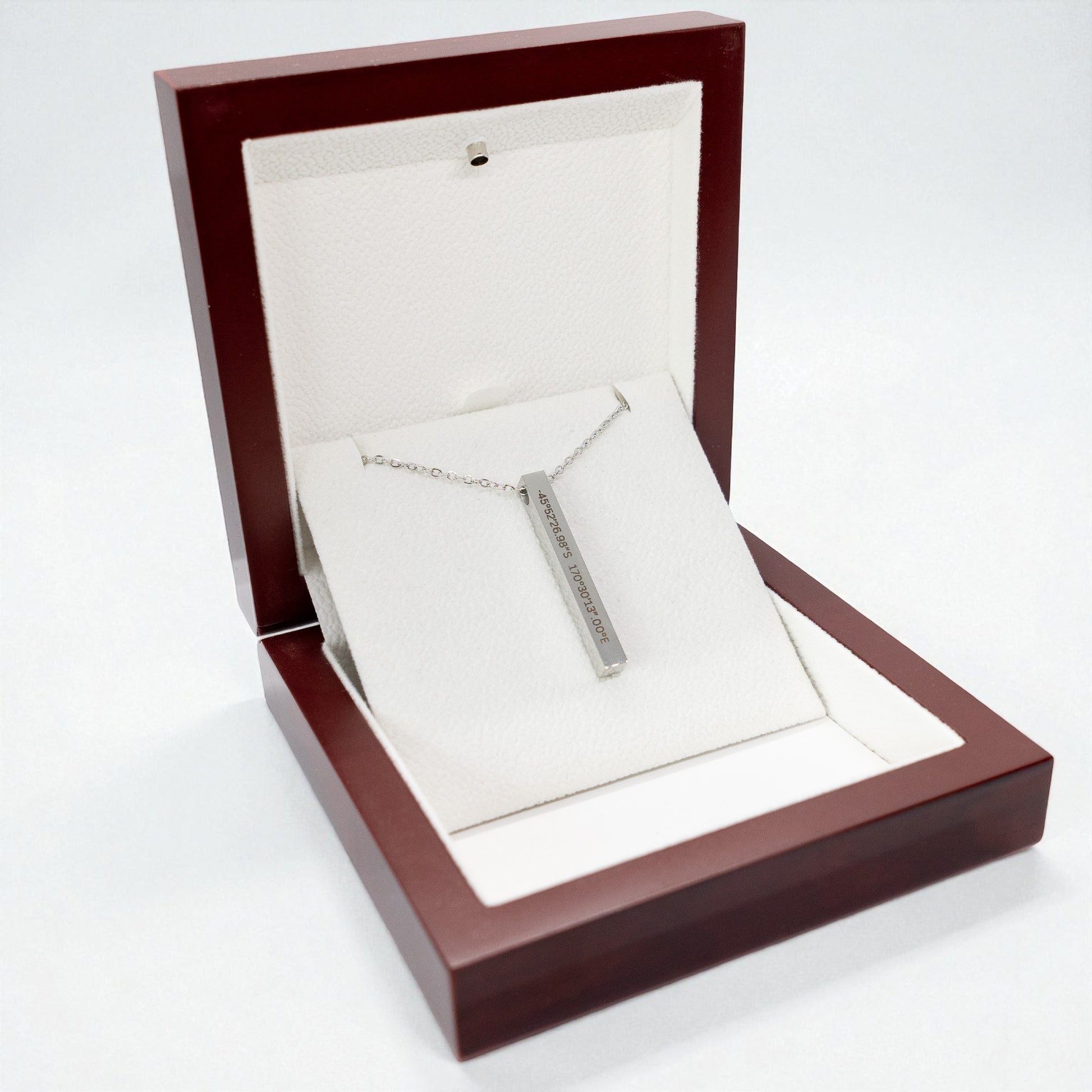 Custom Coordinate Bar Necklace Engraved Where We Met Gift.