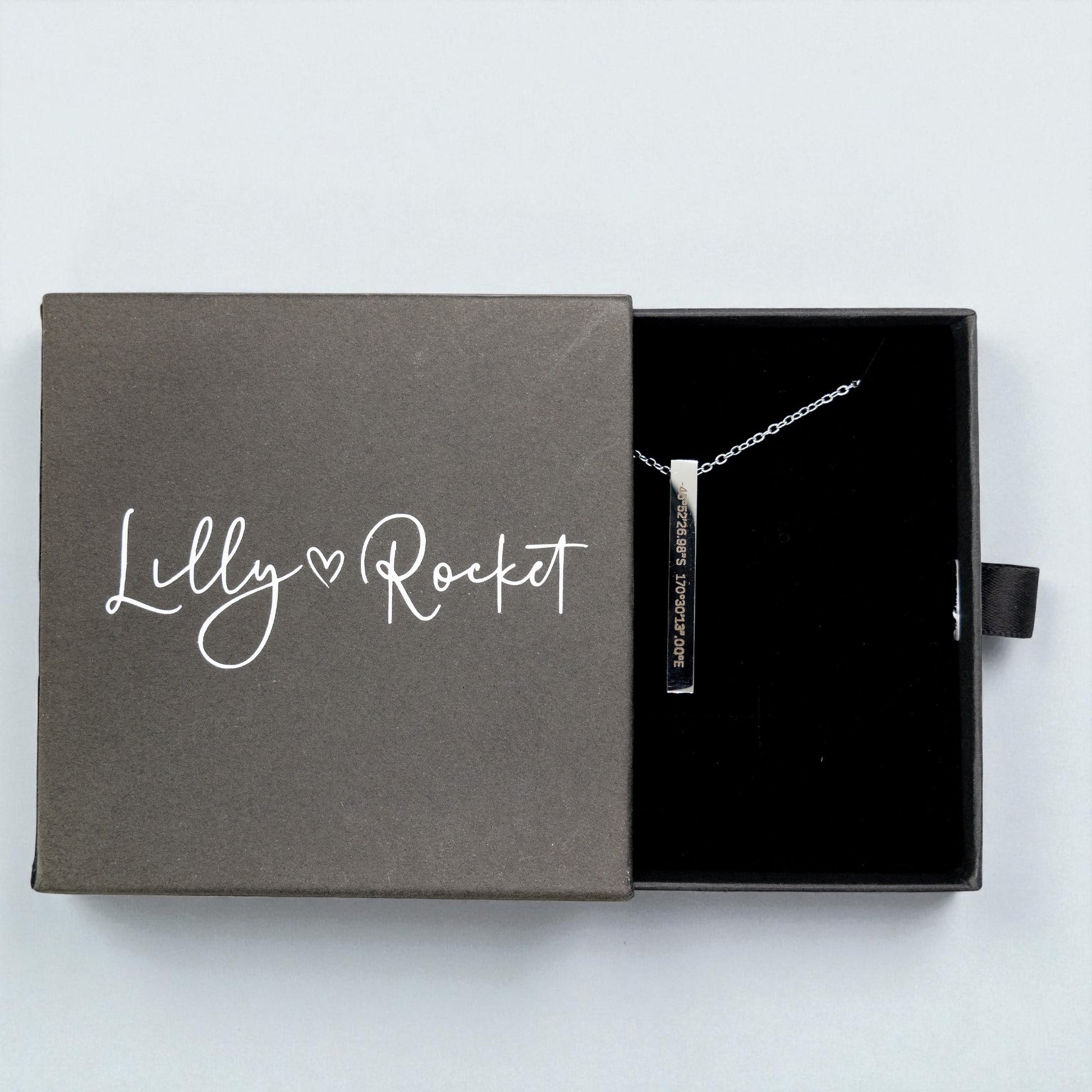 Custom Coordinate Bar Necklace Engraved Where We Met Gift.