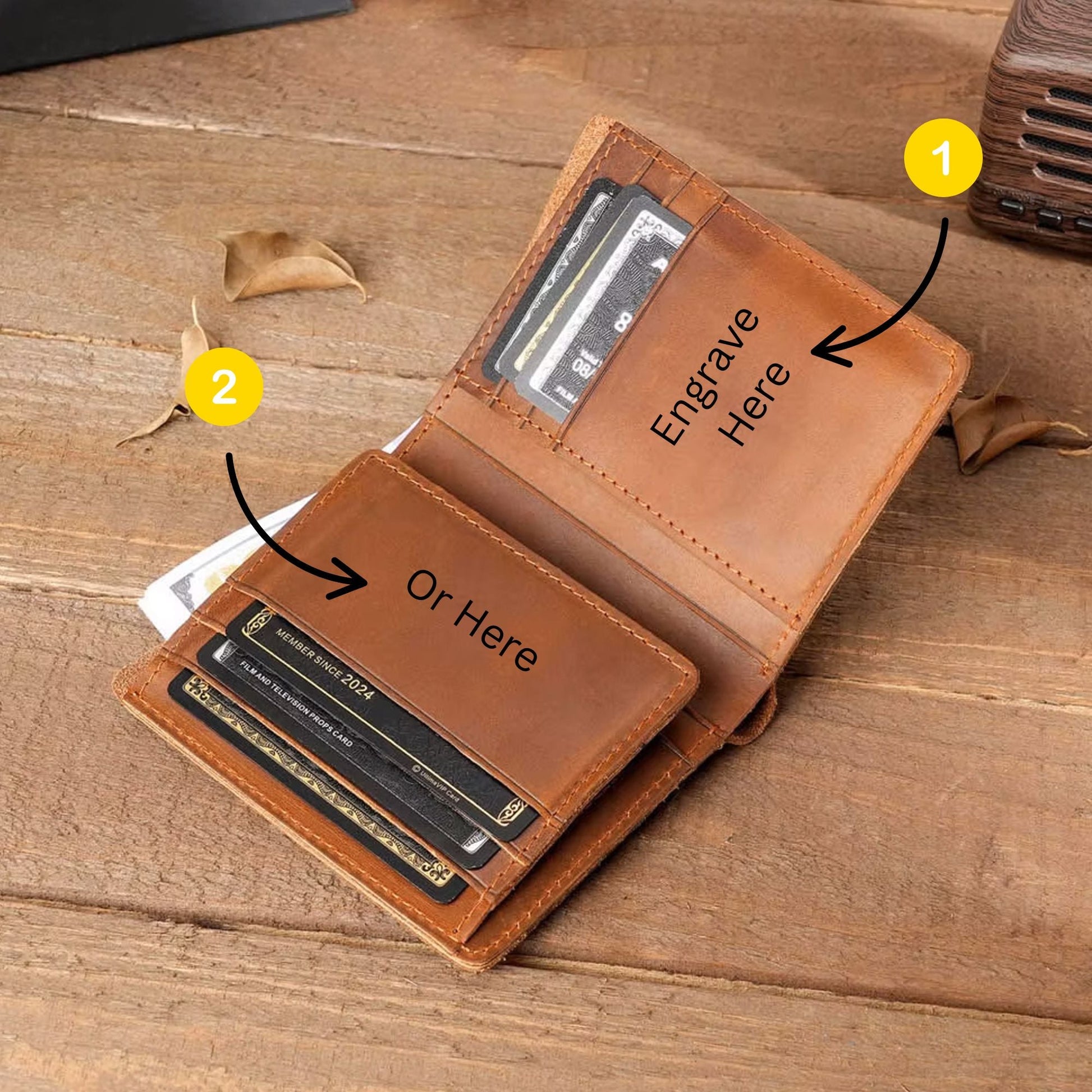 Personalised Mens Leather Wallet Gift For Birthday, Anniversary, Fathers Day