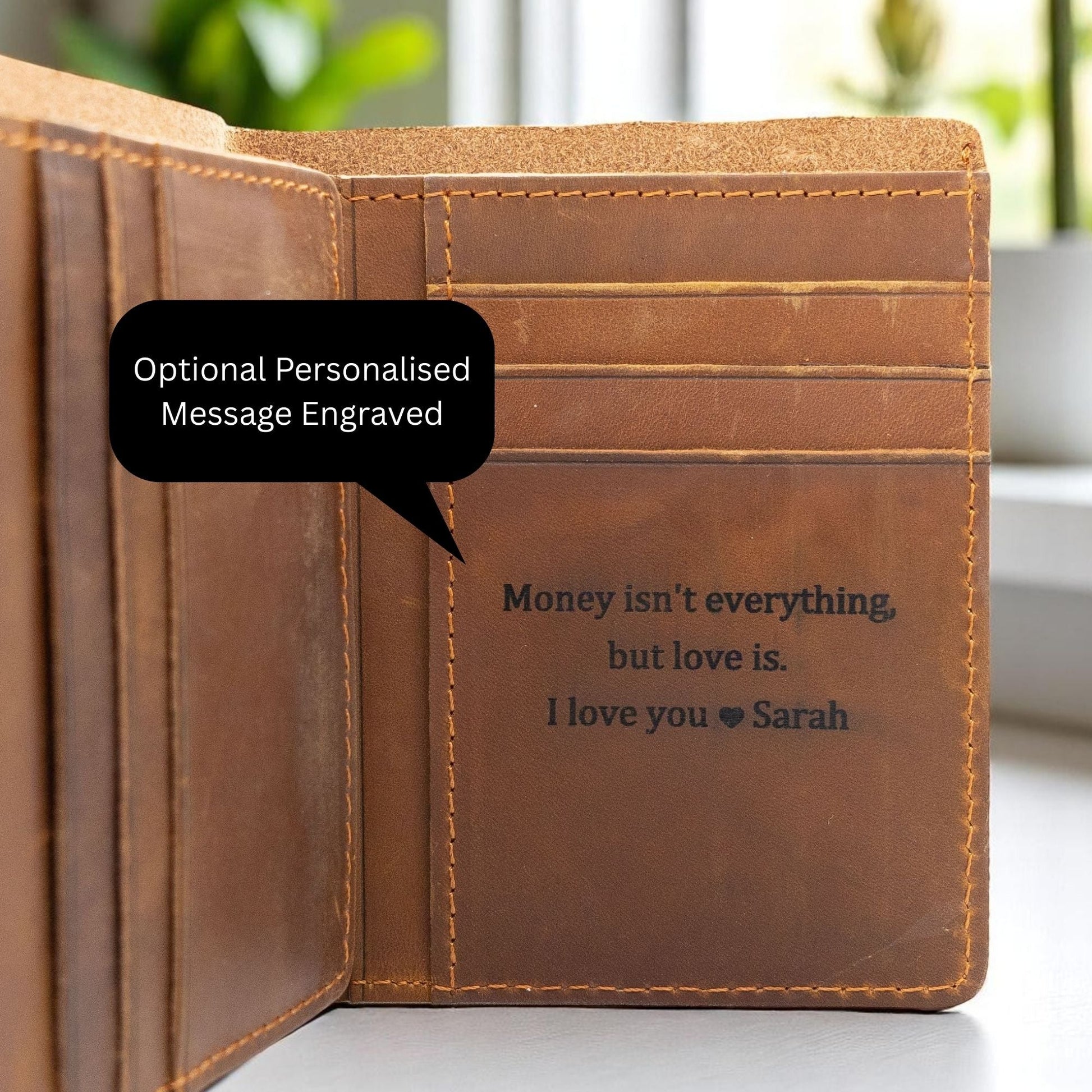 Personalised Mens Leather Wallet Gift For Birthday, Anniversary, Fathers Day