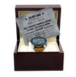 To My Dad - Luxury Watch Gift Set With Custom Message Card In Mahogany Box - Gift For Dad - Gift From Son - Gift From Daughter - Fathers Day