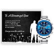 To a Wonderful Dad - Luxury Gift Watch Set - Mahogany Box - Custom Message Card Gift For Birthday's Christmas - Fathers Day