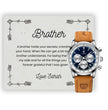 Brother Gifts, Gift Watch Set For Brother - Luxury Watch Gift Set With Custom Message Card In Mahogany Box