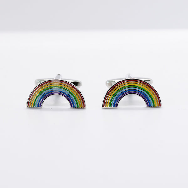 Stainless Steel Rainbow Cufflinks -  Celebrate Gay Pride - Rainbow jewelry LGBT cufflinks