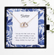 Gift For Sister - Interlocking Heart Necklace - Personalised Message Card