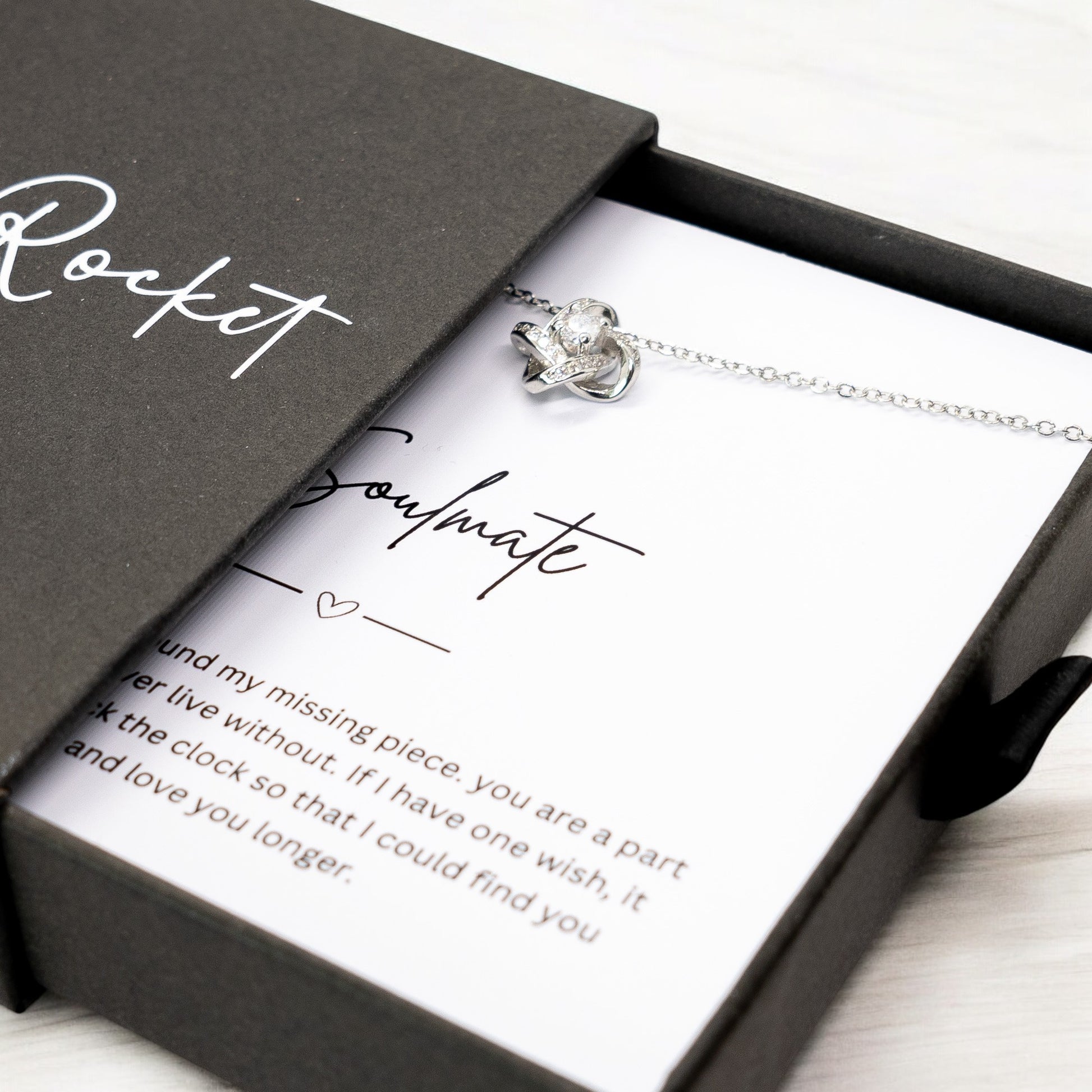 Soulmate Jewellery Gift  - Choice of Beautiful Silver Necklace - Personalised Message Card