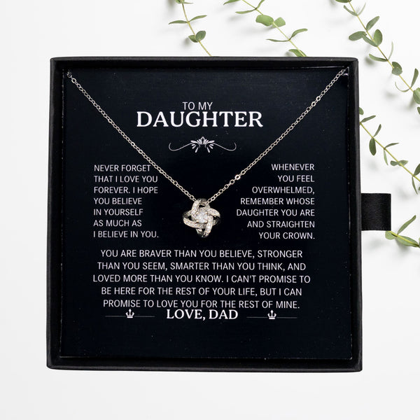 To My Daughter Silver Love Knot Necklace Gift From Dad to Daughter - Personalised