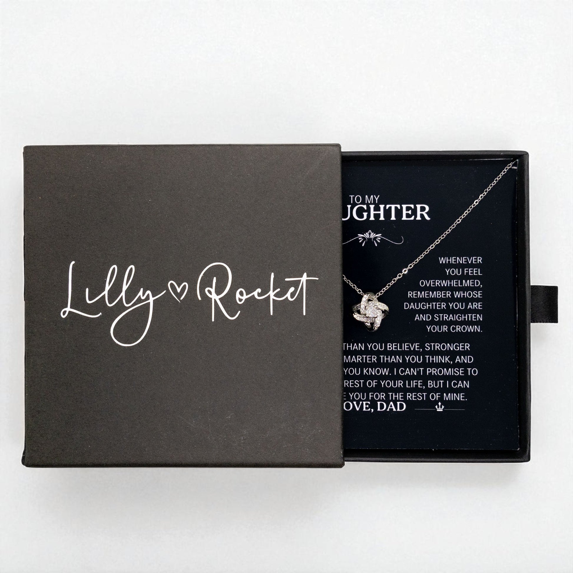 To My Daughter Silver Love Knot Necklace Gift From Dad to Daughter - Personalised