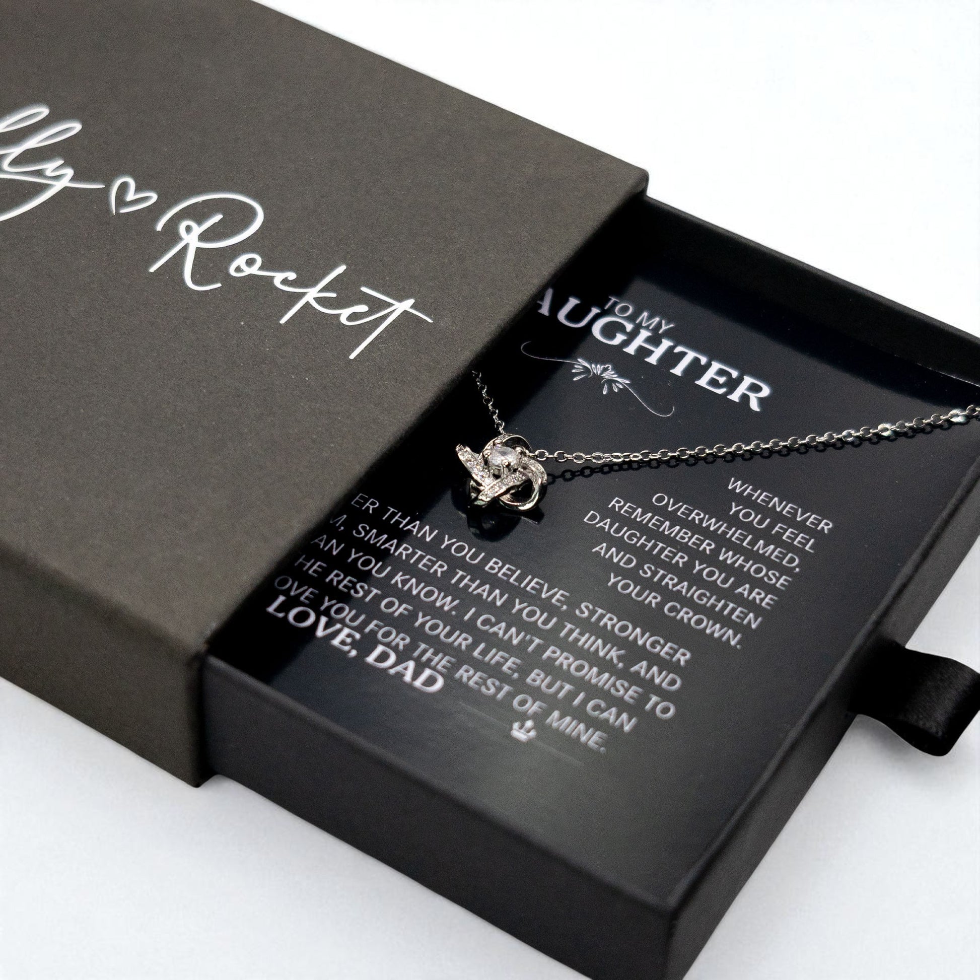 To My Daughter Silver Love Knot Necklace Gift From Dad to Daughter - Personalised