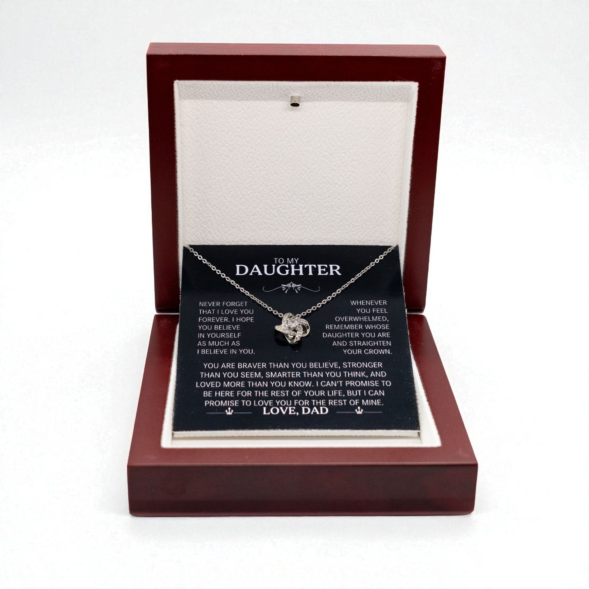 To My Daughter Silver Love Knot Necklace Gift From Dad to Daughter - Personalised