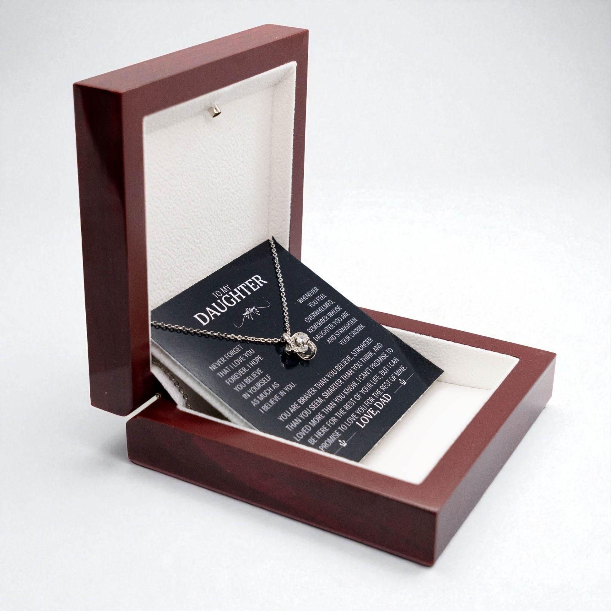 To My Daughter Silver Love Knot Necklace Gift From Dad to Daughter - Personalised