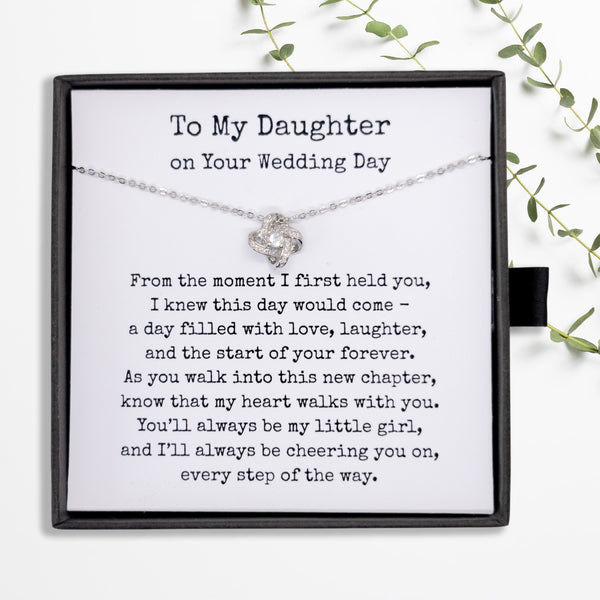 To My Daughter on Your Wedding Day Necklace, Gift for Bride from Mum or Dad