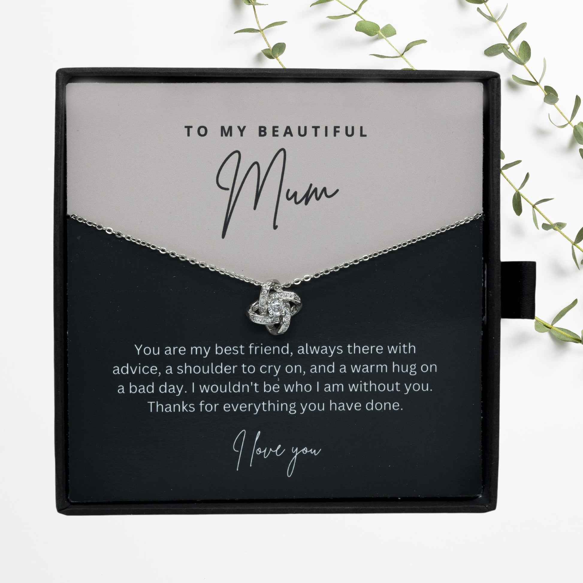 To My Beautiful Mum - Sterling Silver Necklace Personalised Gift With A Custom Message Card - Gift from Son / Daughter For Mum Two Tone