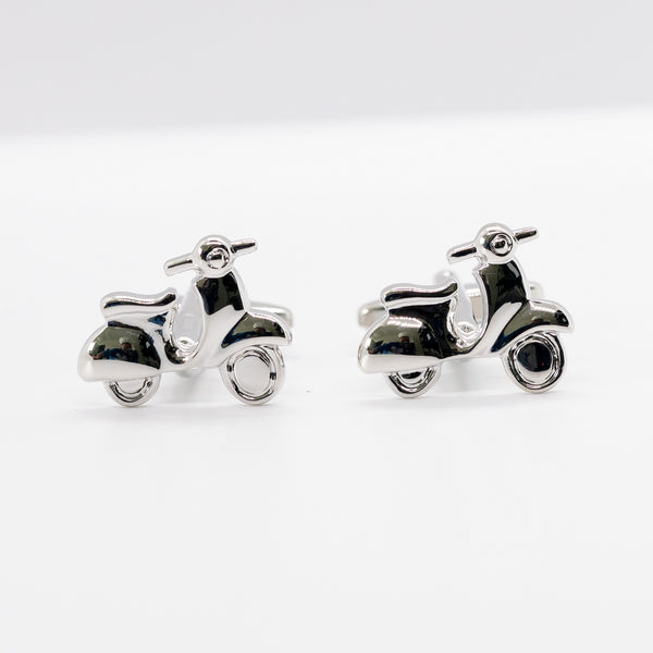 Vespa Scooter Cufflinks – Retro Stainless Steel Vintage Cuff Links for Men