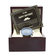 To My Dad - Happy Birthday - Luxury Watch Gift Set With Custom Message Card In Mahogany Box - Gift For Dad