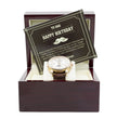 To My Dad - Happy Birthday - Luxury Watch Gift Set With Custom Message Card In Mahogany Box - Gift For Dad