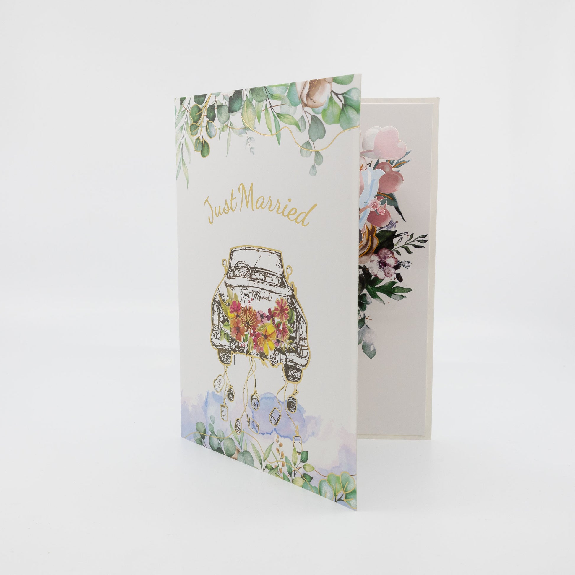 Wedding Themed 3D Popup Honeymoon Car Greeting Card