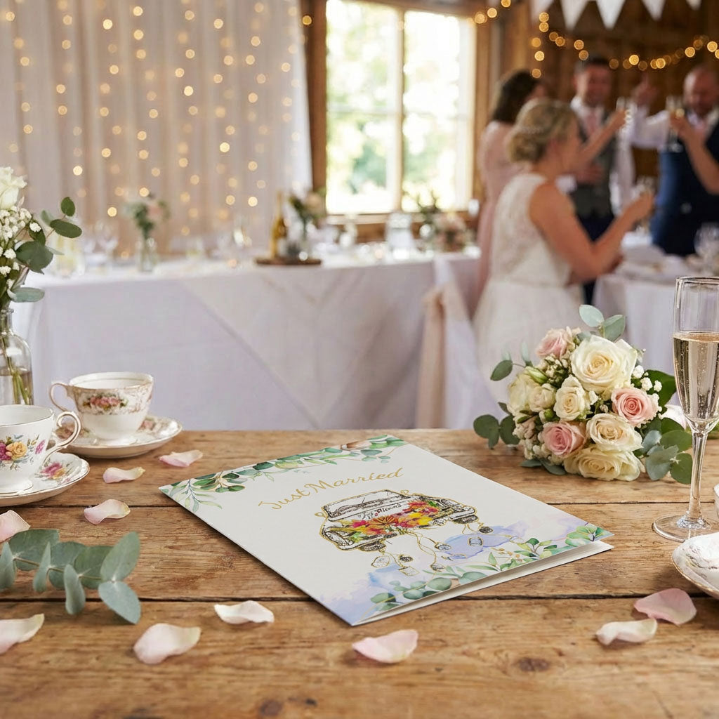 Wedding Themed 3D Popup Honeymoon Car Greeting Card