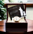 To a Wonderful Dad - Luxury Gift Watch Set - Mahogany Box - Custom Message Card Gift For Birthday's Christmas - Fathers Day